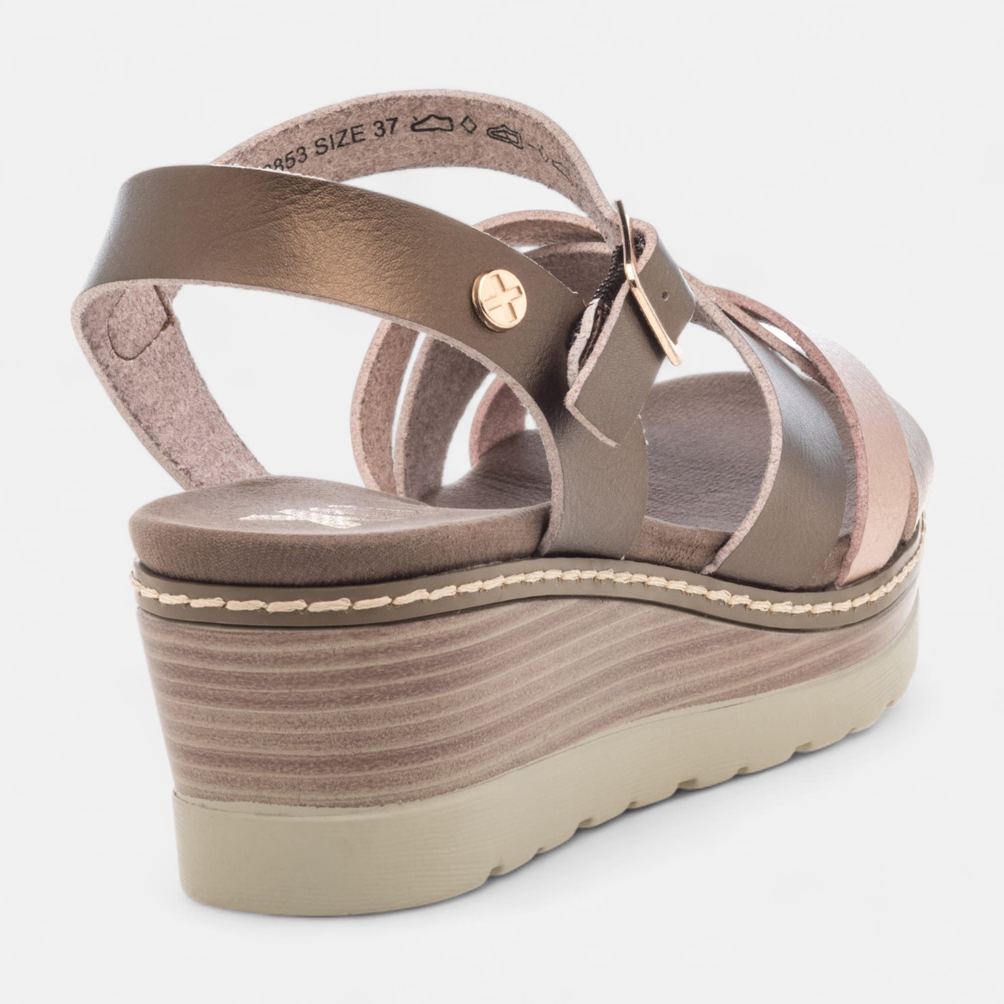 Sandales à talon compensé Femme bronze