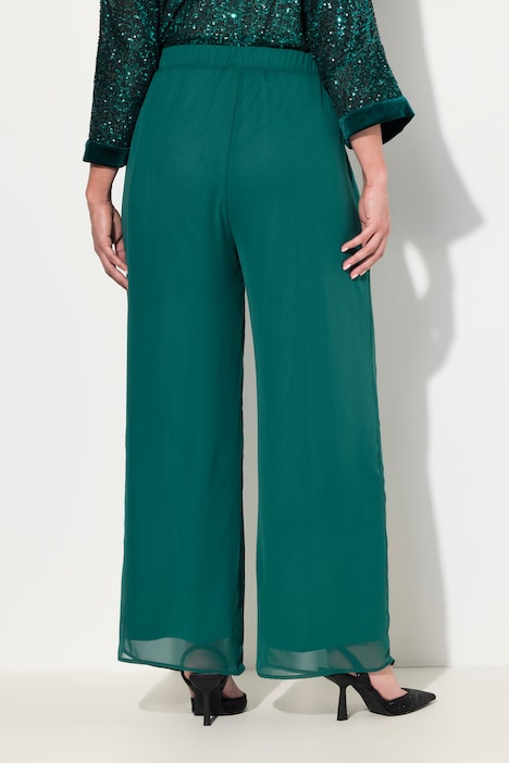 Chiffonhose, doppellagig, weites Bein, Elastikbund