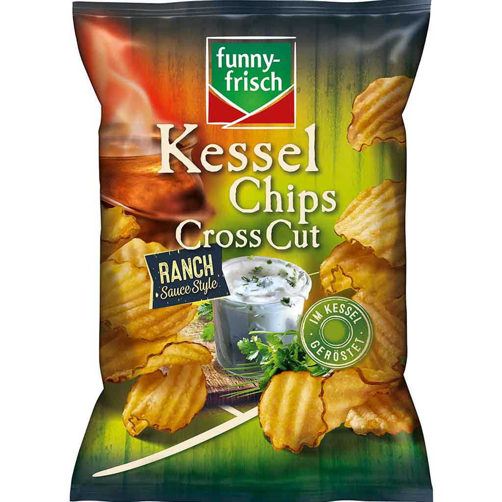 funny frisch Kessel Chips Cross Cut Ranch Sauce Style 120g MHD:10.2.25