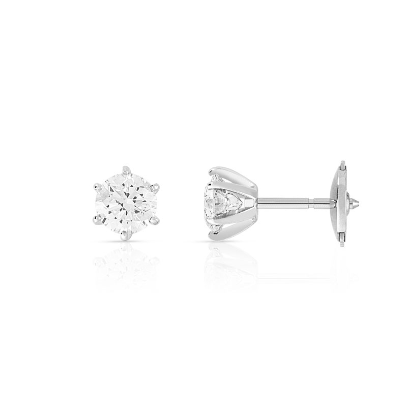 Boucles d'oreilles or 750 blanc diamant