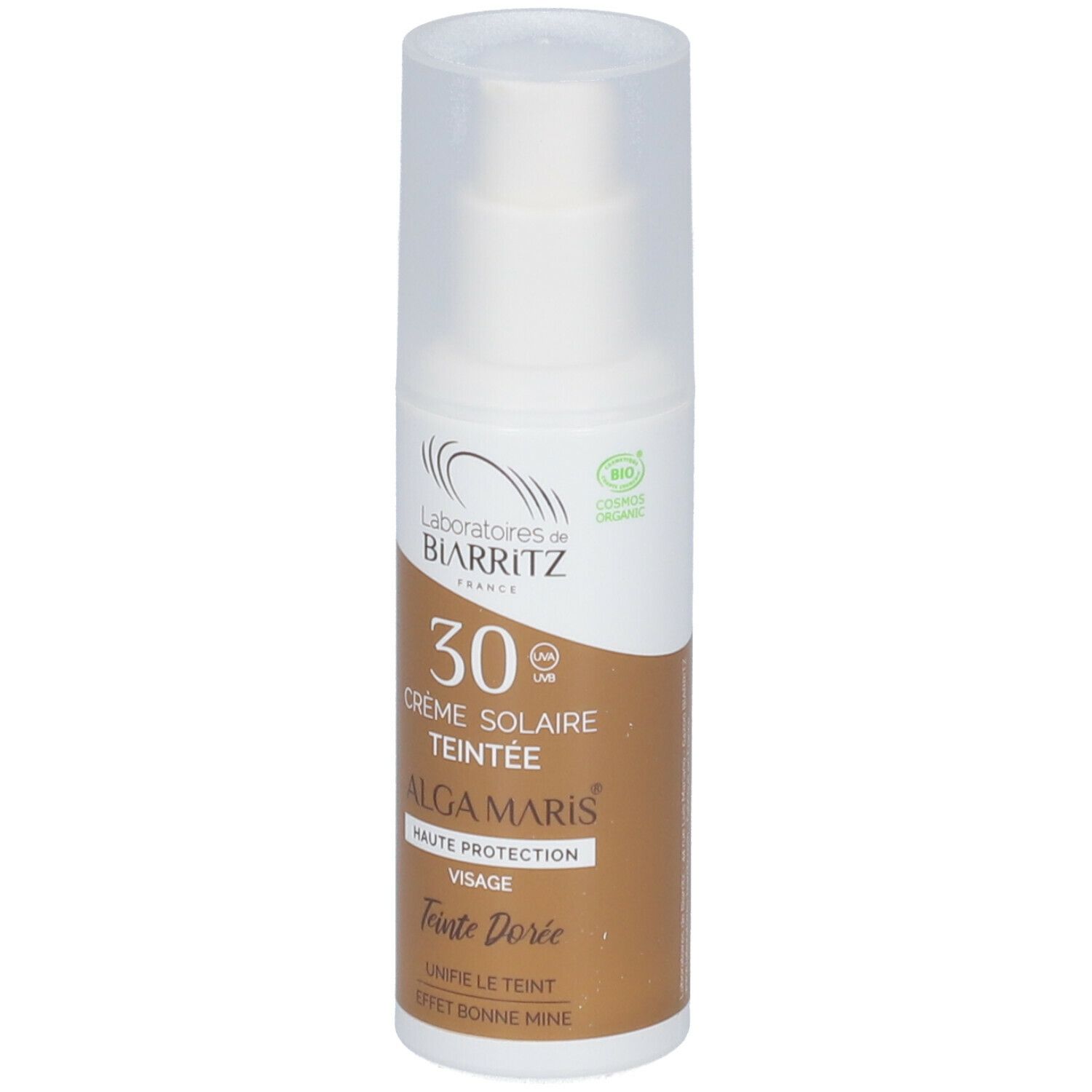Laboratoires de BIARRITZ ALGAMARIS Bio-zertifizierte getönte Sonnencreme SPF30 für das Gesicht gold