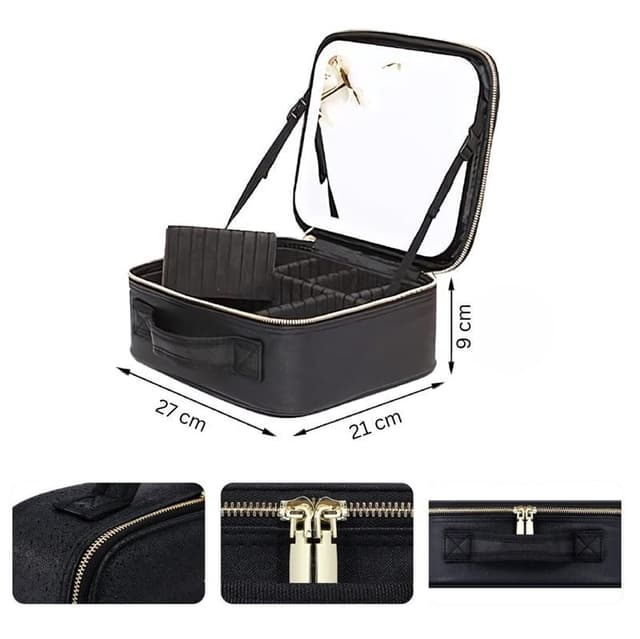 UNIQ Makeup Rejsetaske med LED-lysspejl – Kosmetiktaske til al din makeup – Sort