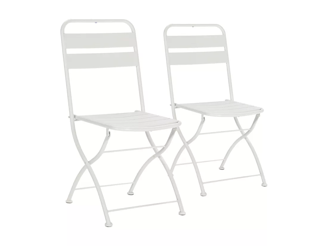 Ensemble Bistro de jardin Perla 3 Pièces Blanc, Table et 2 Chaises