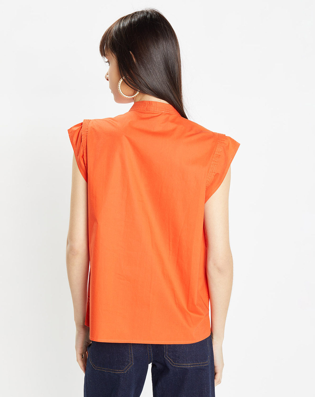 Galeries Lafayette Blouse en Coton MC orange