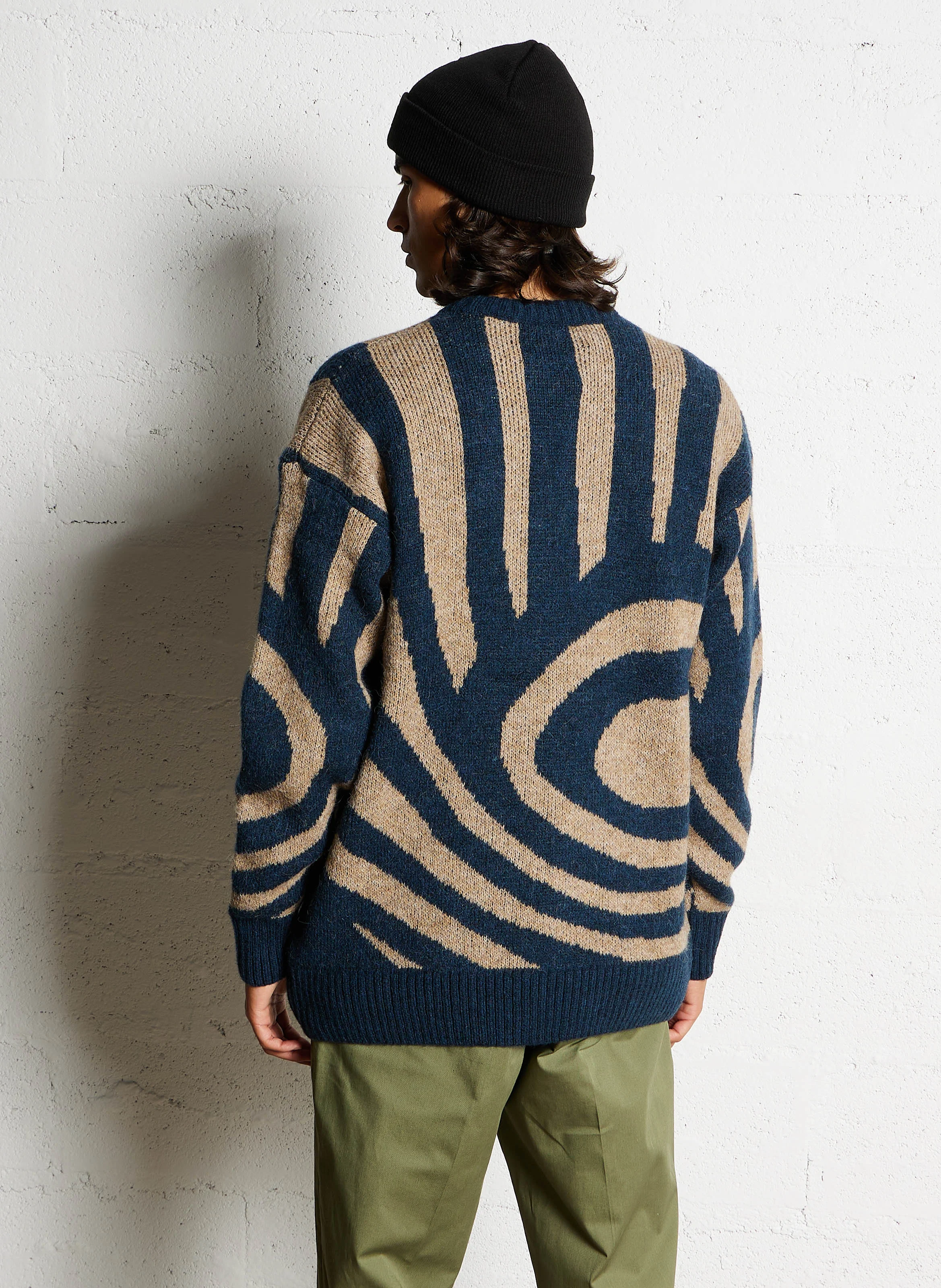 Pull ample col rond imprimé| Noir