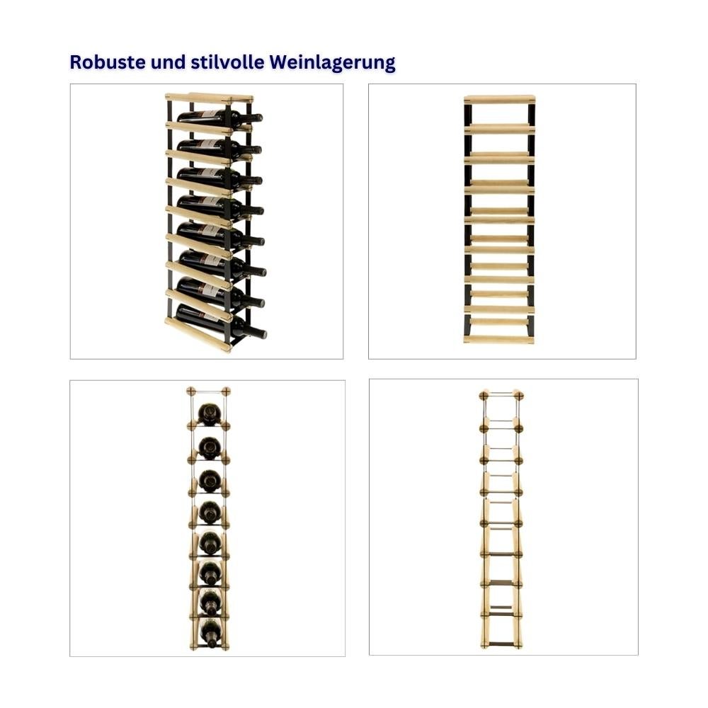 PROREGAL Modulair Wijnrek Vinotega Mod Metaal HxBxD 82,5 x 12,5 x 24,5 cm 1 x 8 Flessen Massief grenenhout Natuurlijk