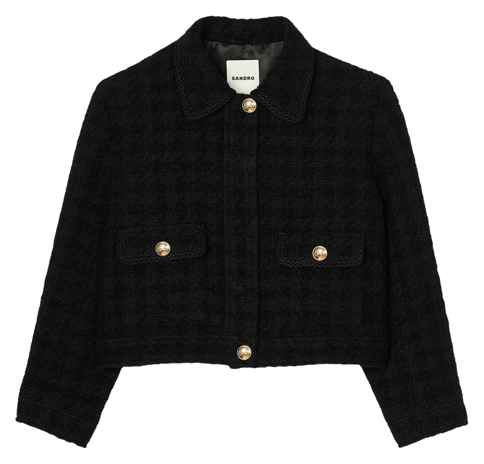 Veste col classique en coton mélangé| Noir