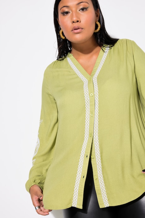 Bluse, Loose Shape, Stickereien,