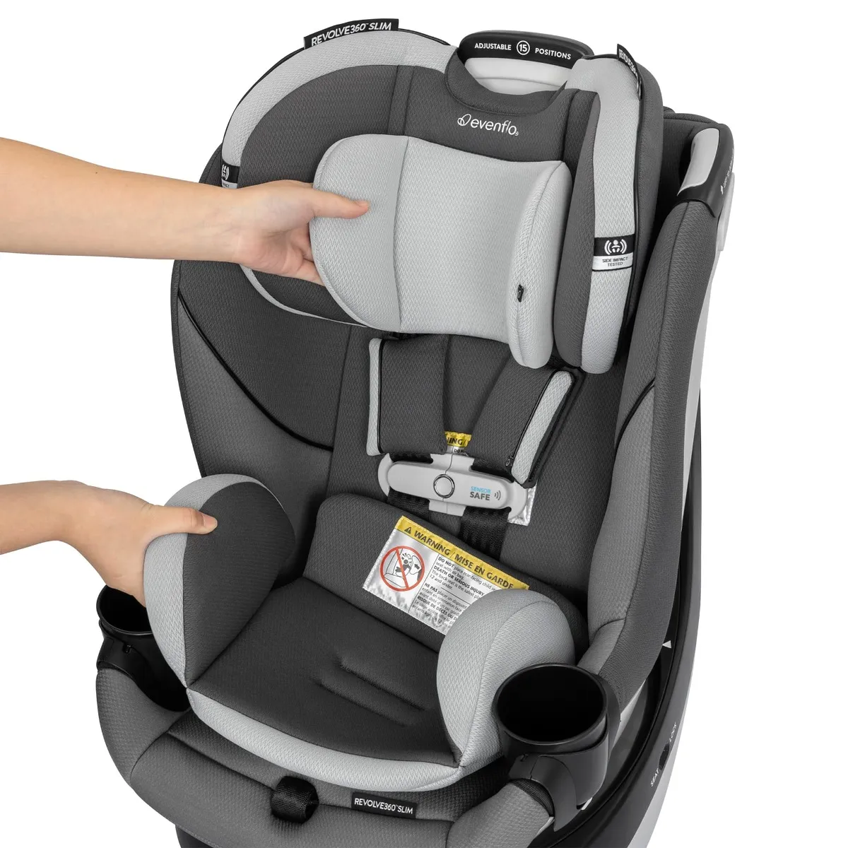 Evenflo Siège d’Auto 2-en-1 Rotatif Slim Revolve 360 GOLD avec SensorSafe - Gris Perle