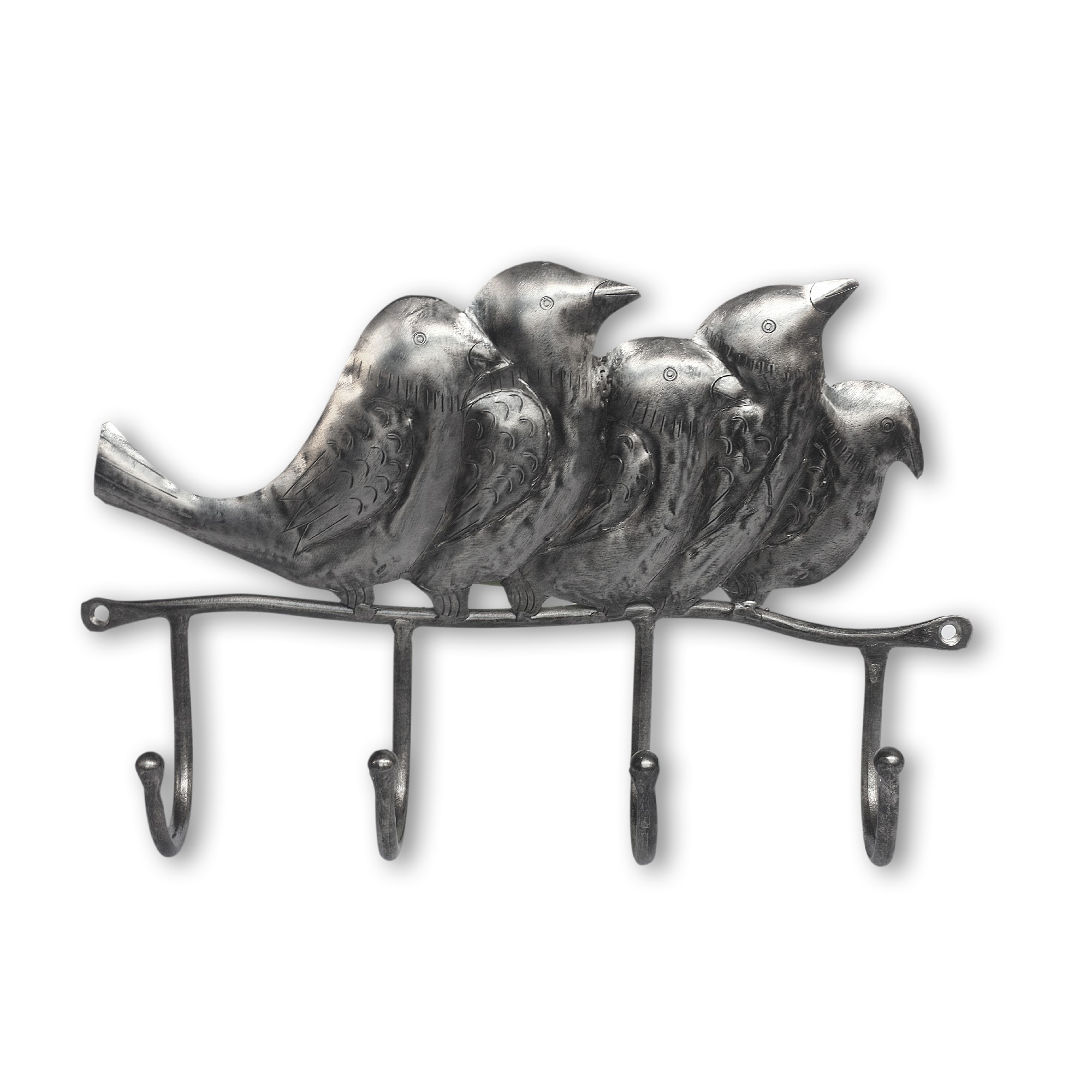 4er Wandhaken 'Birds', grau, T 29 cm, B 5 cm, H 18 cm von fischer's lagerhaus