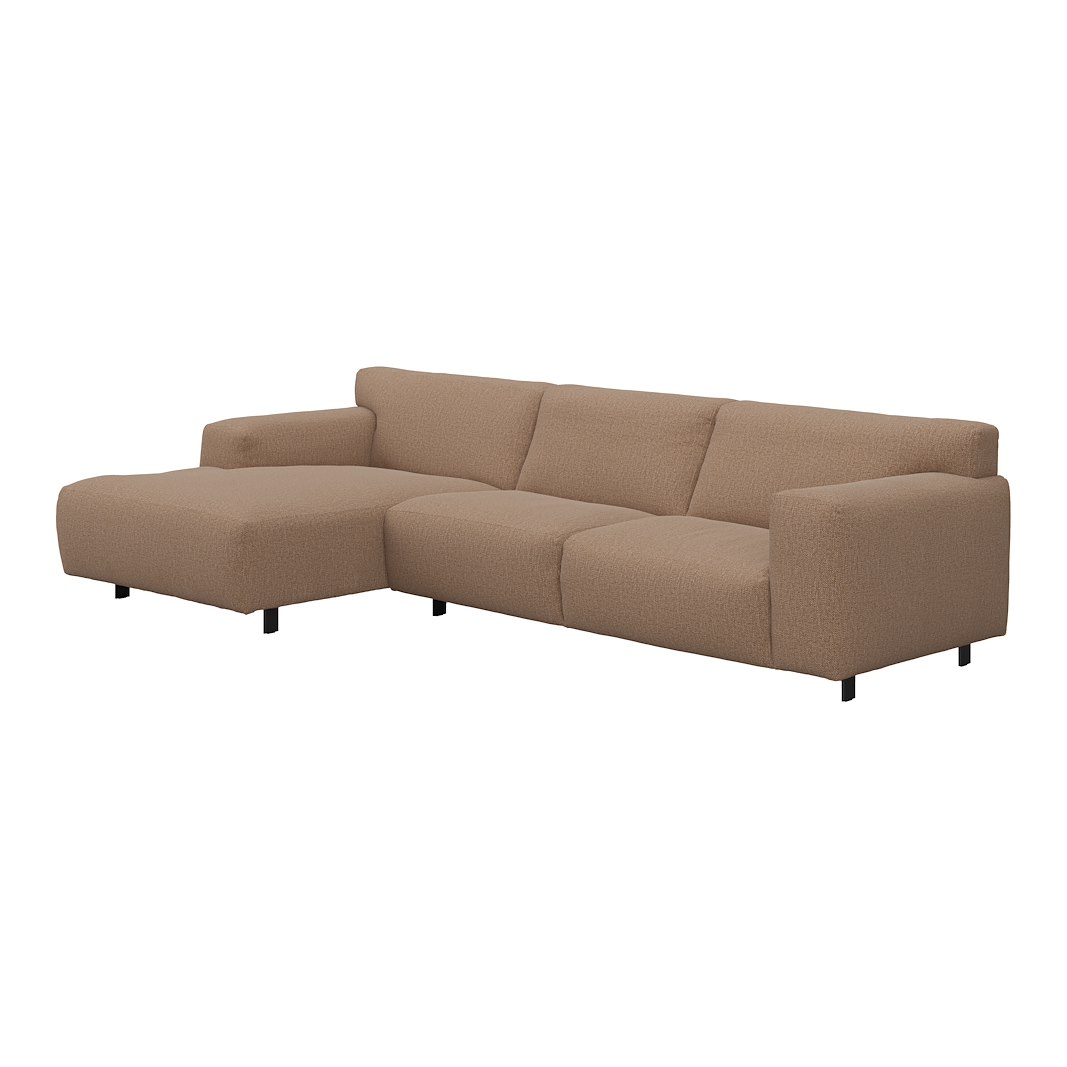 Vesta 2,5-seter med sjeselong venstre I Tekstil Marsel Bronze, standardsøm, sort metallben 10 cm, Comfort CM