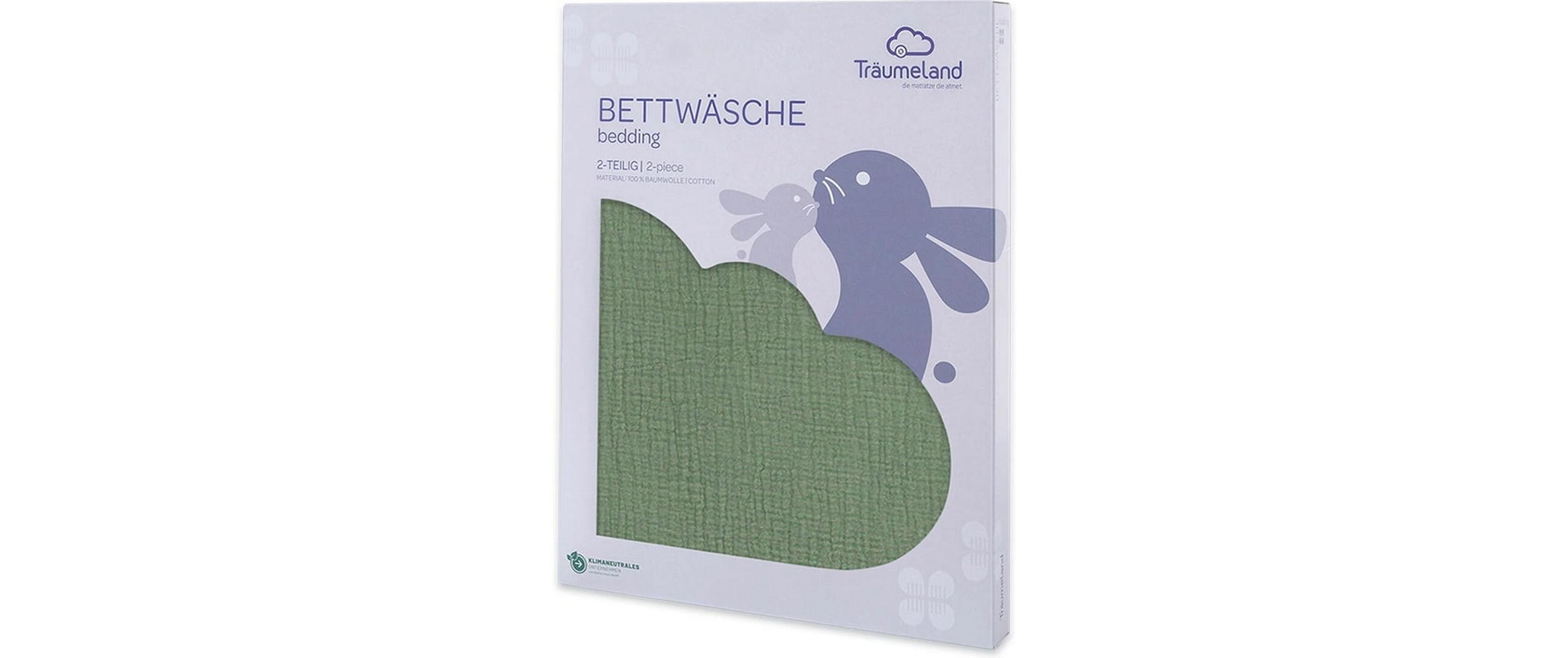 Kinderbettwäsche salbei grün 100/135 + 40/60 cmKuschelige Bettwäsche, extra hautsymphatisch und geschmeidig
