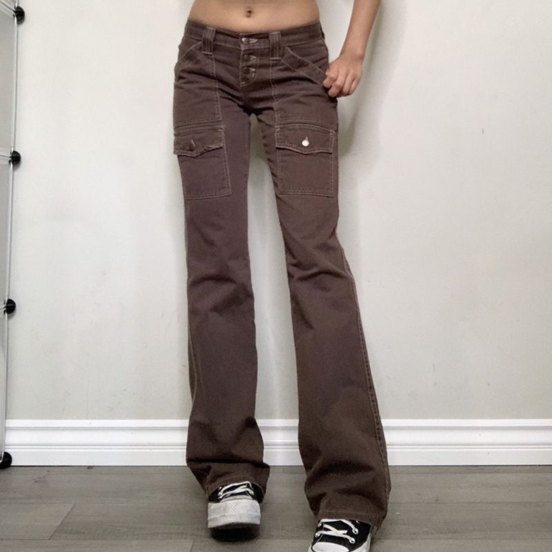 Genrovia - Bootcut Cargo-broek met lage taille