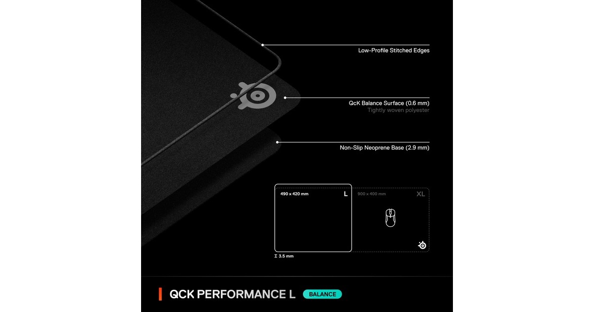 SteelSeriesQcK Performance Balance gaming muismat  (Zwart, L)