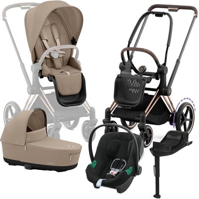 Cybex e-Priam Duovogn inkl. Aton B2 & Base, Cozy Beige/Rose Gold