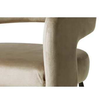 KARWEI eetkamerstoel Eden beige fluweel katoen stof met armleuning
