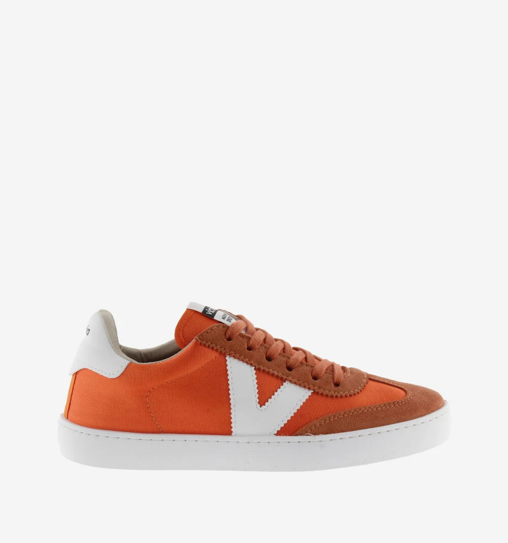 BERLÍN CUIR FENDU & NYLON Baskets monochromes unisexes NARANJA
