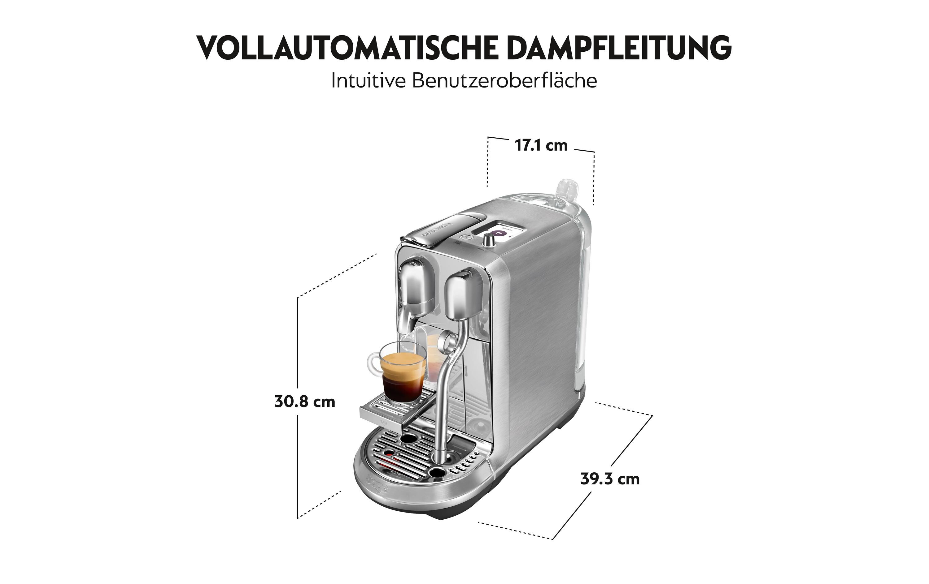 Kaffeemaschine Nespresso Creatista Plus SNE800BSS Silber<br>Kapselmaschine der Original Line für Kaffeespezialitäten in Barista-Qualität