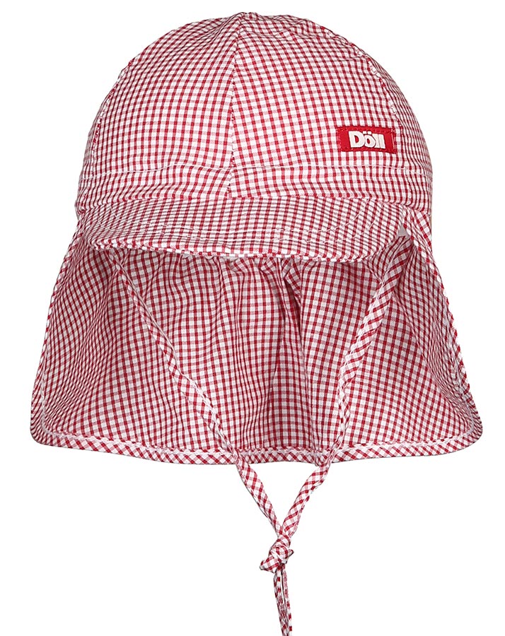 Schirmmütze BASIC mit Nackenschutz kariert in rot/weiß