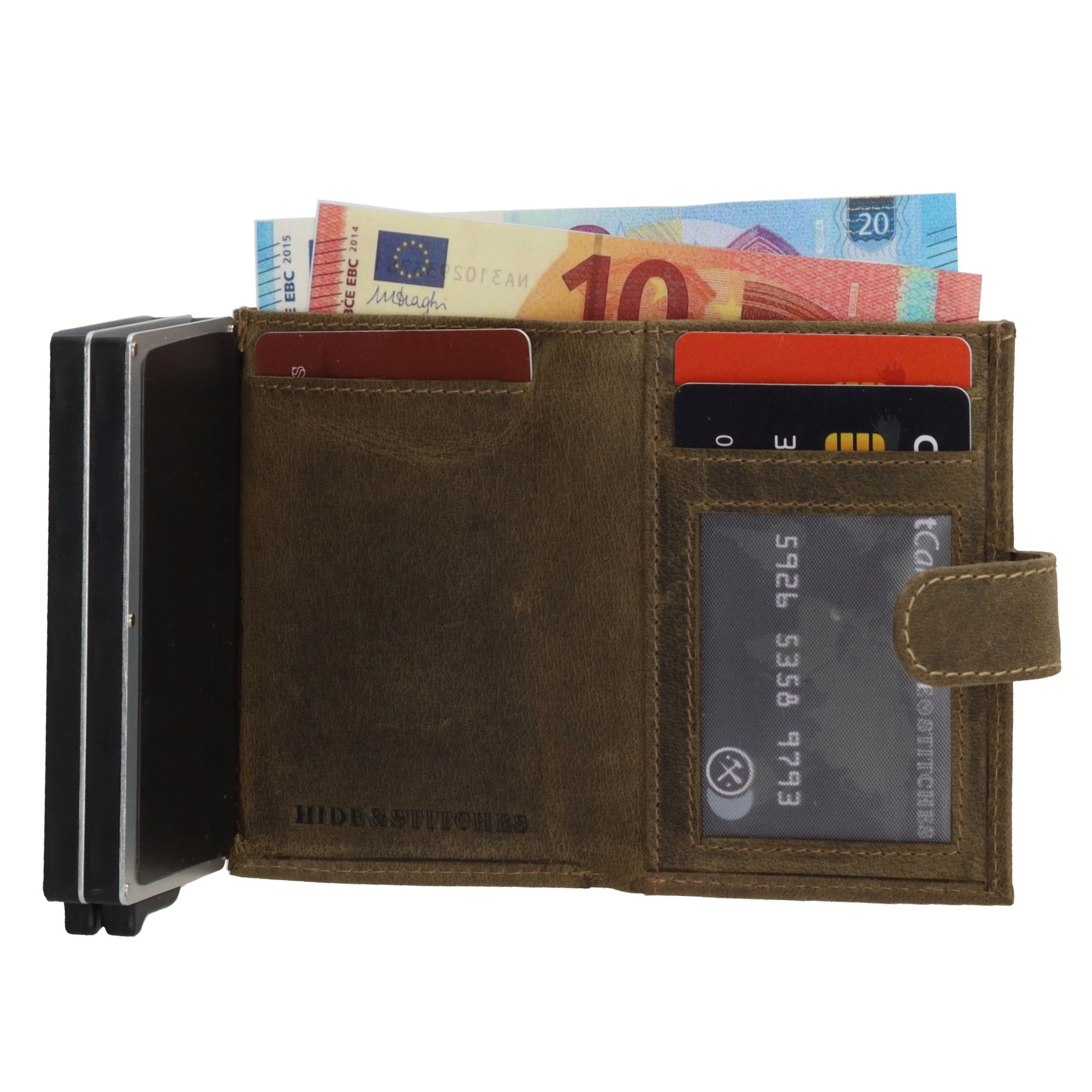 Hide & Stitches Idaho Safety Wallet Olijfgroen