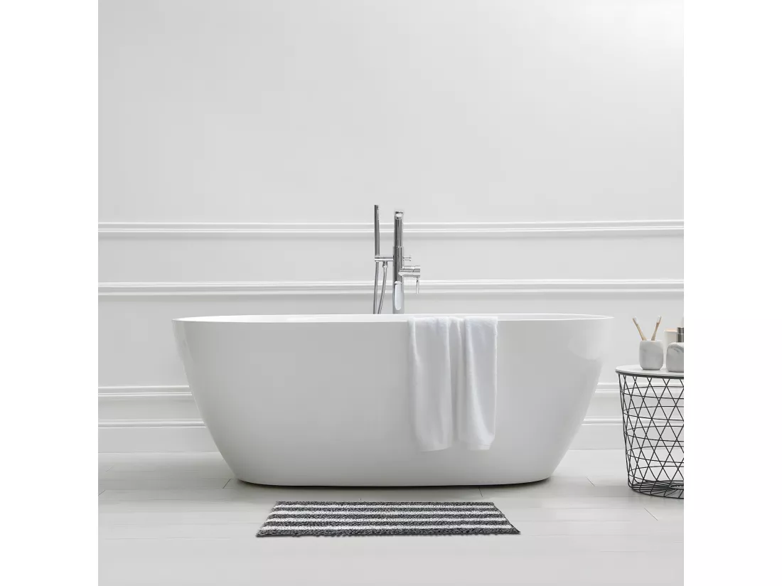 Tapis de bain déco à rayures en polyester 50x80cm