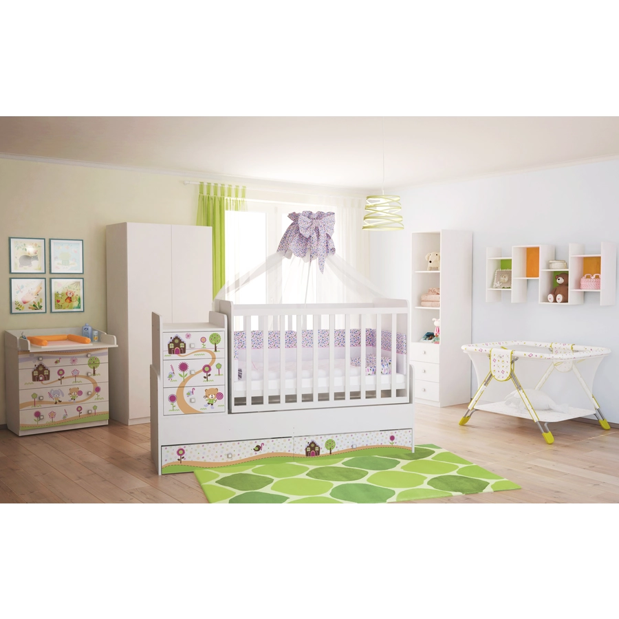 Polini Kids Baby Wickelkommode Simple 1580 weiß mit Lebkuchenhaus