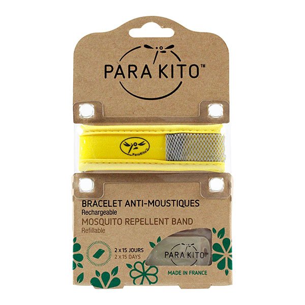 Bracelet anti-moustiques rechargeable jaune