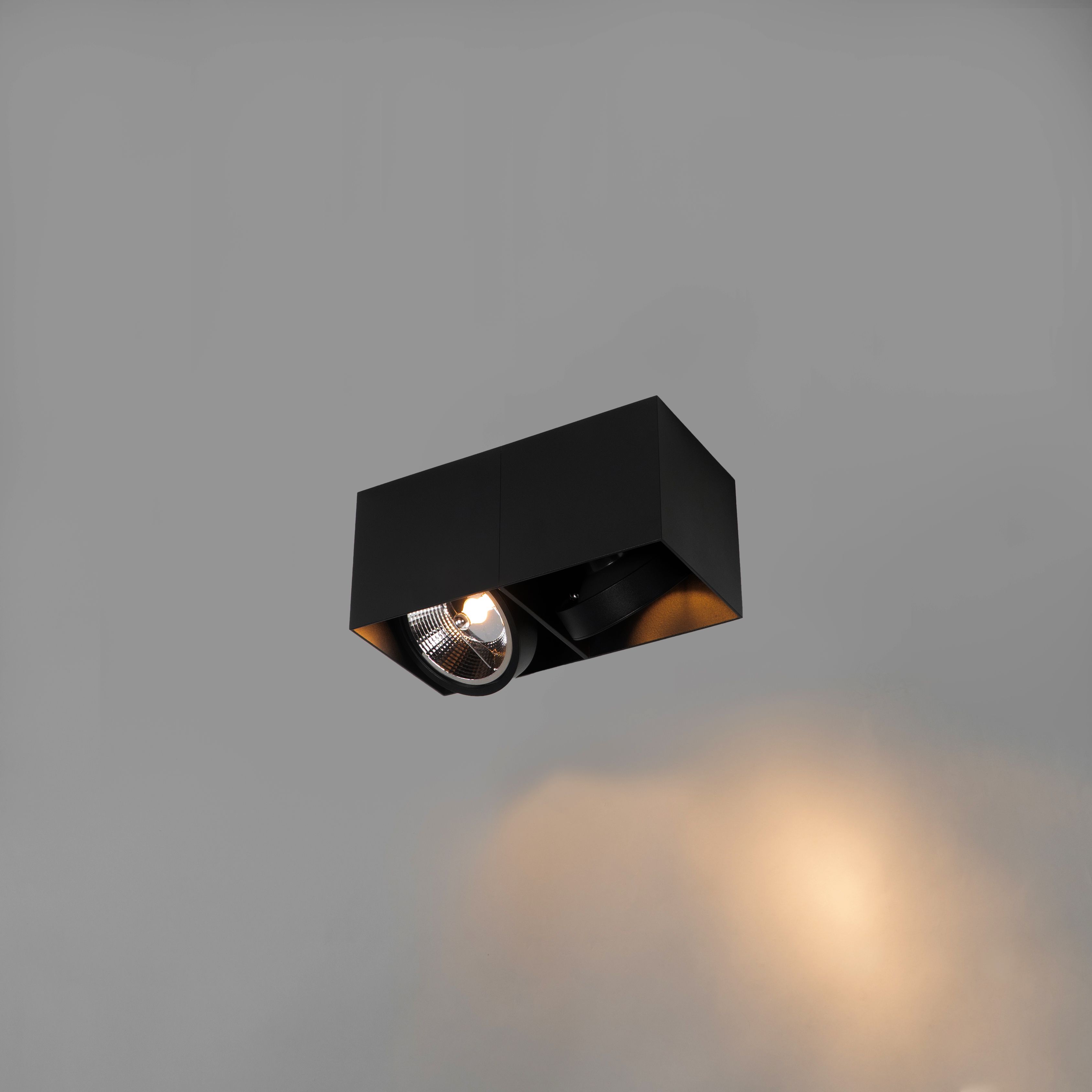 Design spot zwart rechthoekig AR111 2-lichts - Box
