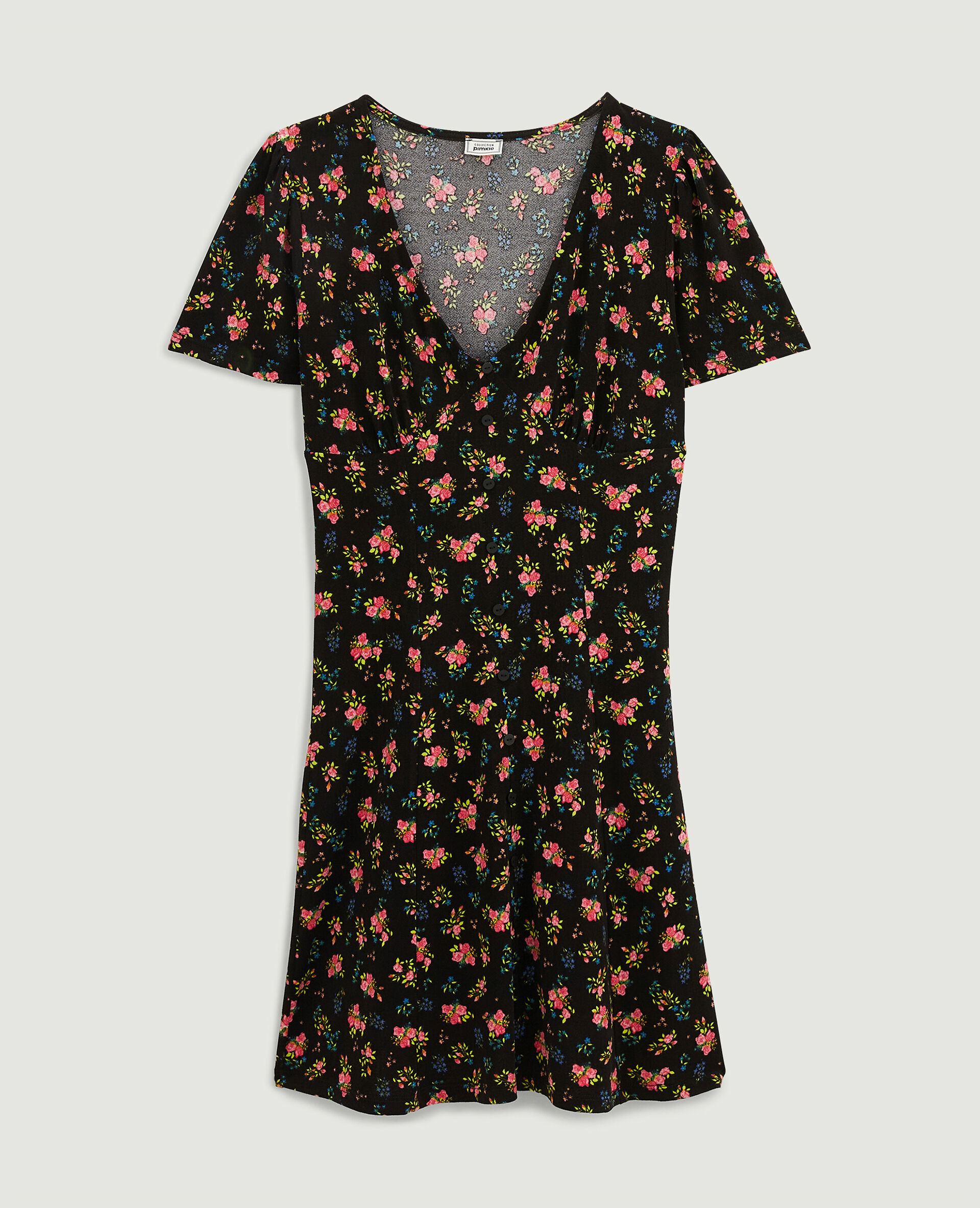 Robe courte avec boutons - Gris