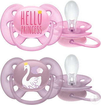 Avent Sucettes Ultra Doux 6-18 Mois Modèle Fille 2 Pièces