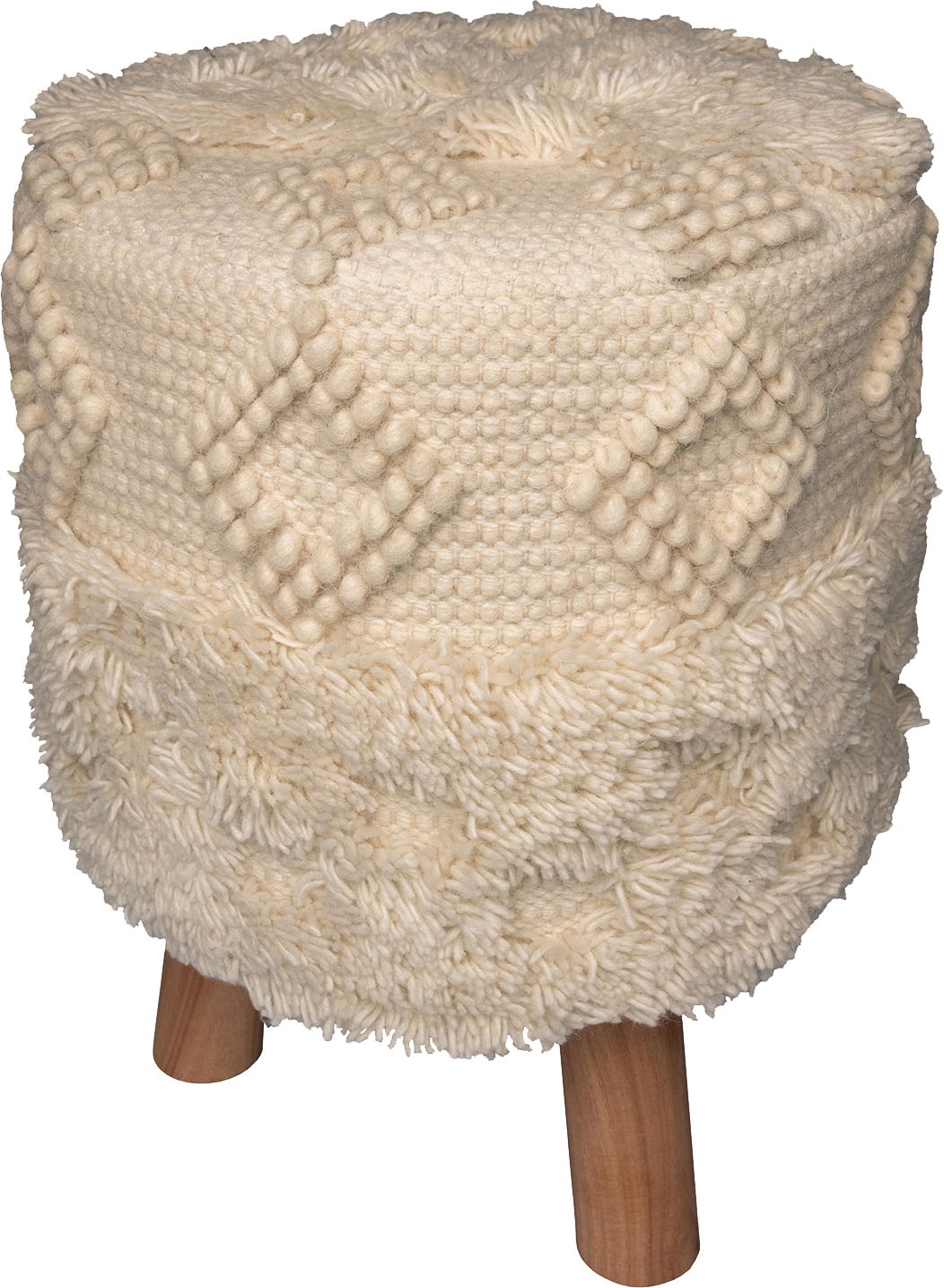Kayoom Sitzhocker »Hocker Bohist 125, charaktergebende Strukturen mit Fransen und Quasten« 1 Stk. tlg. handgefertigtes Unikat, Boho-Style, gut kombinierbar