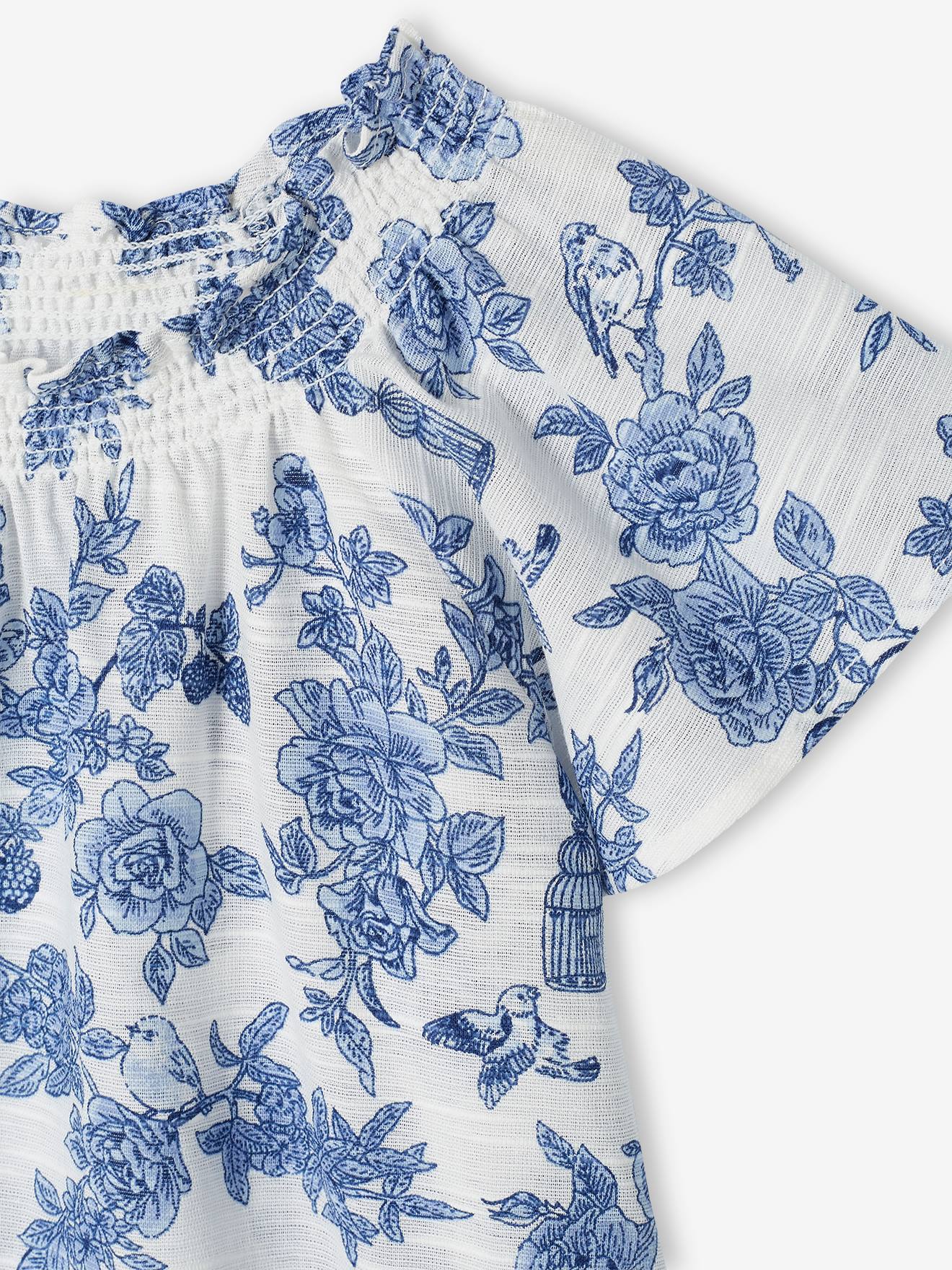 Blusa de festa off-white com estampa poética para meninas