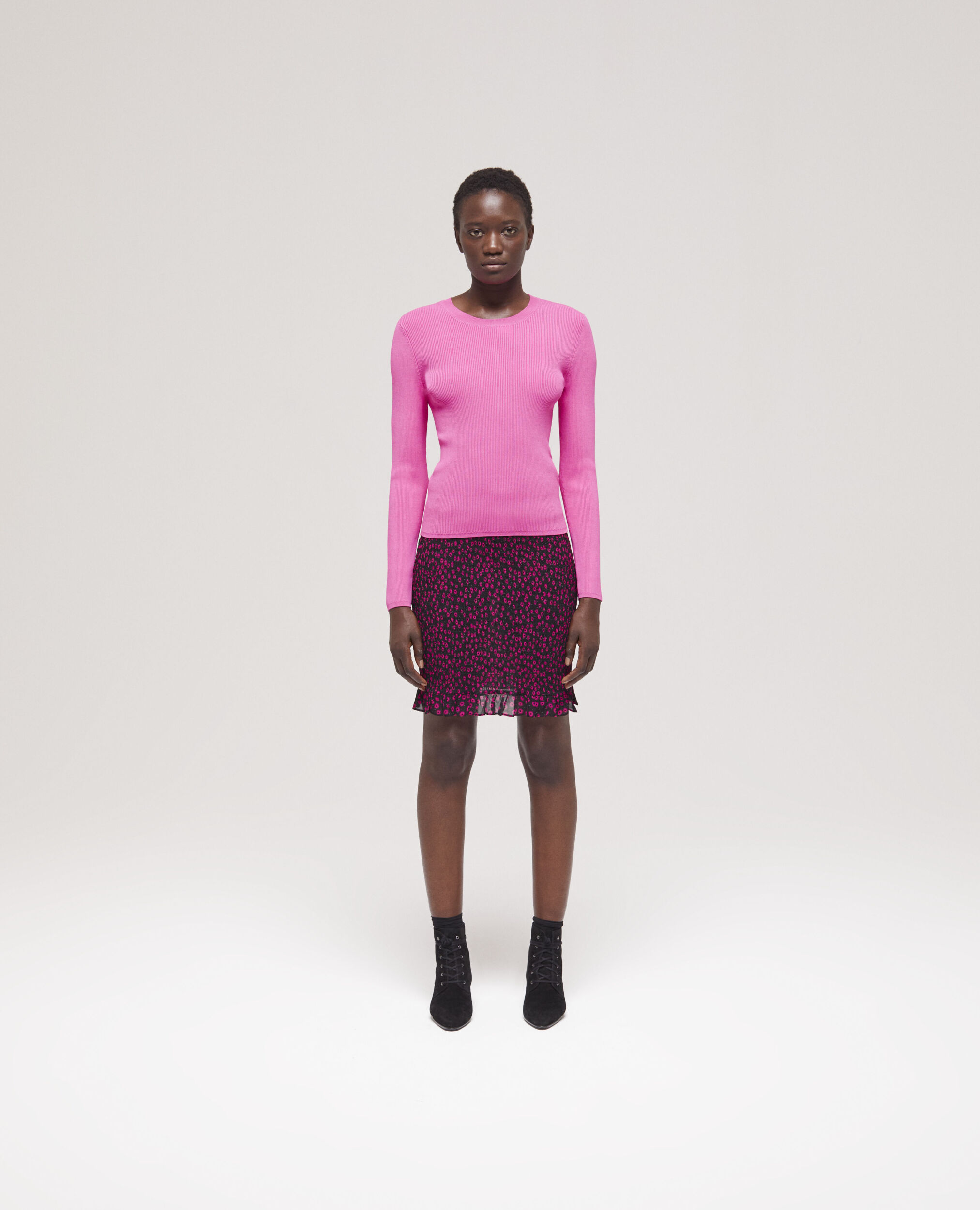 Pull col rond rose