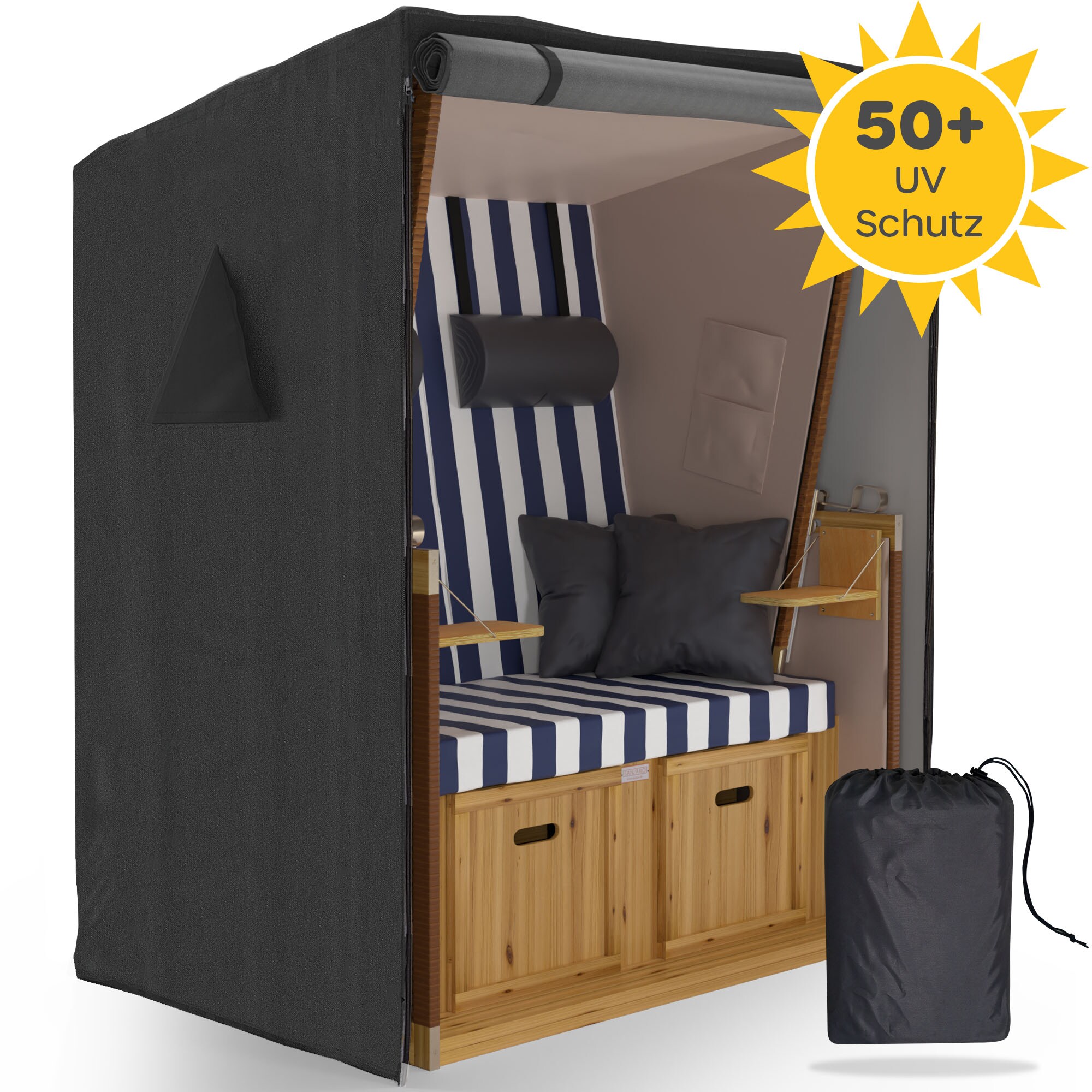 SANZARO Strandkorb Abdeckung 600D Oxford Strandkorbhülle winterfest |135 x 100 x 165cm (BxTxH)