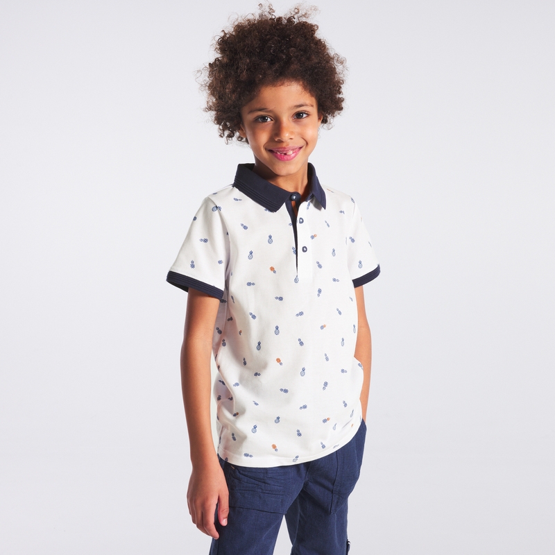Polo imprimé blanc garçon
