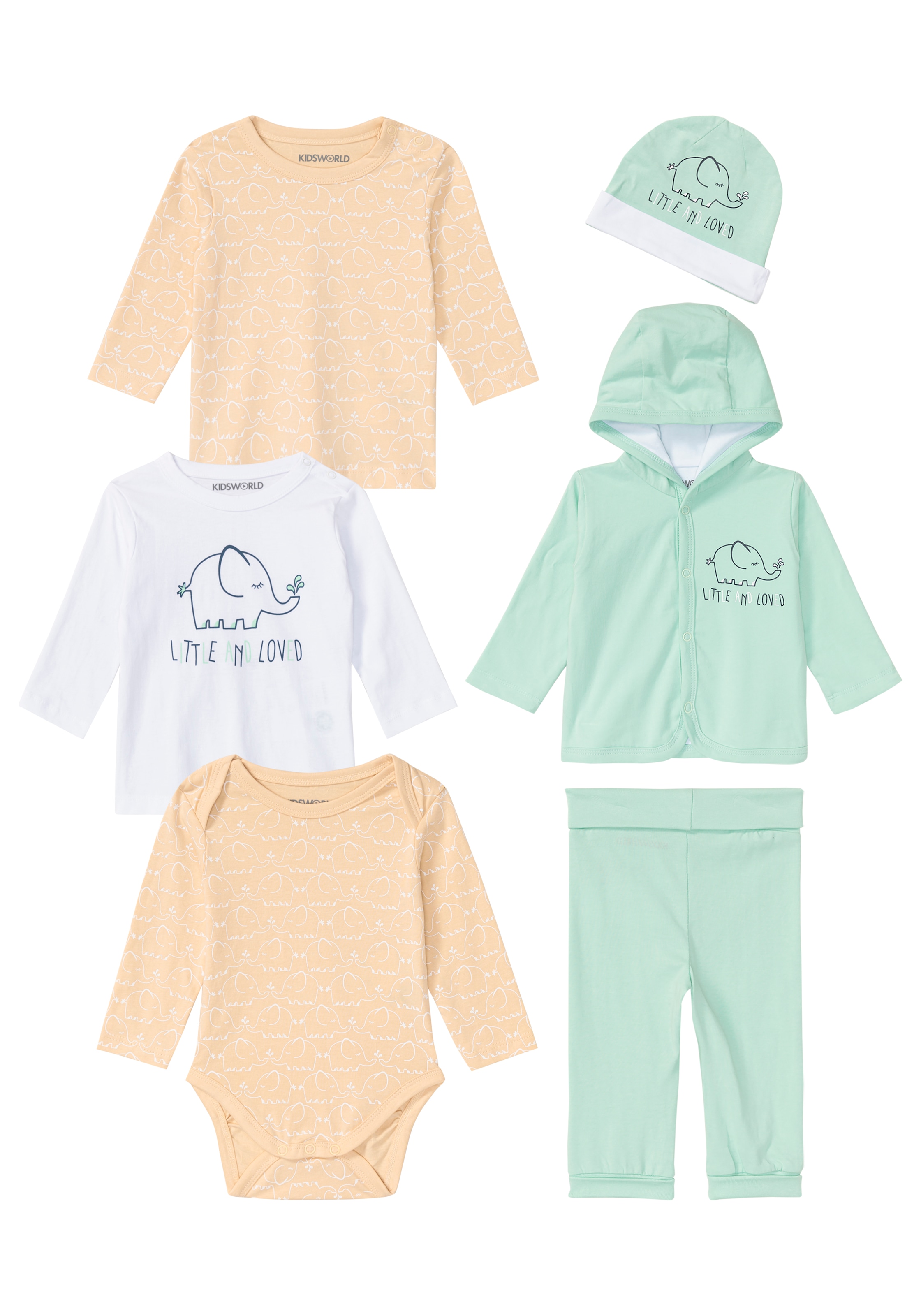 KIDSWORLD Starterpaket », 6 teiliges Baby-Set - NEUE KOLLEKTION«, 6 , garngefärbter Ringel, aus Bio-Baumwolle