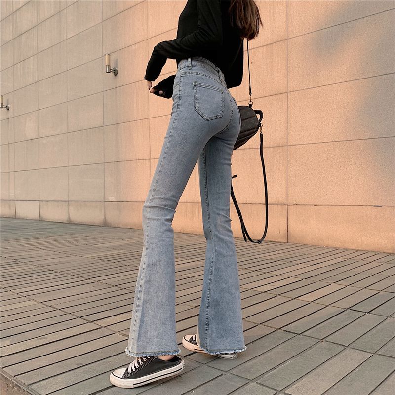 Girls Supply - High Waist Washed Boot-Cut Jeans
