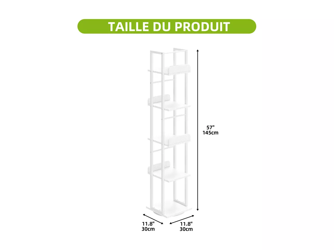 YITAHOME Étagère Pivotante à 5 niveaux, Étagère Pivotante à 360° pour la décoration de la chambre à coucher, le salon