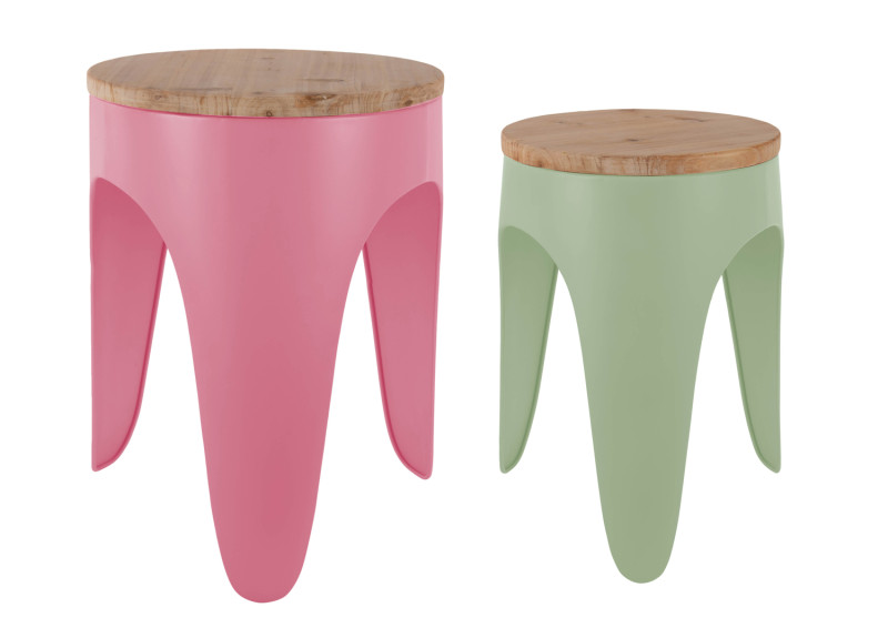 Stool Set Double Funky LM2258LB Soft blue & dark mauve