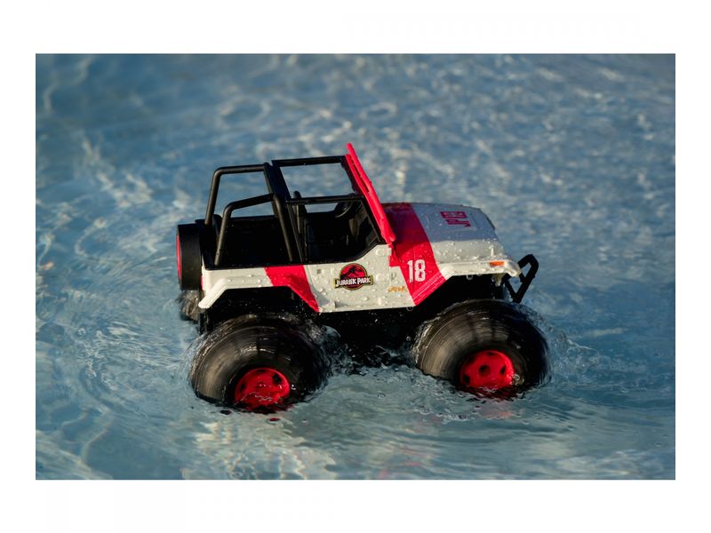 Jada Toys Jurassic Park RC Sea & Land Jeep RTR, 1:16 Ferngesteuertes Amphibien-Fahrzeug im Jurassic Park Design