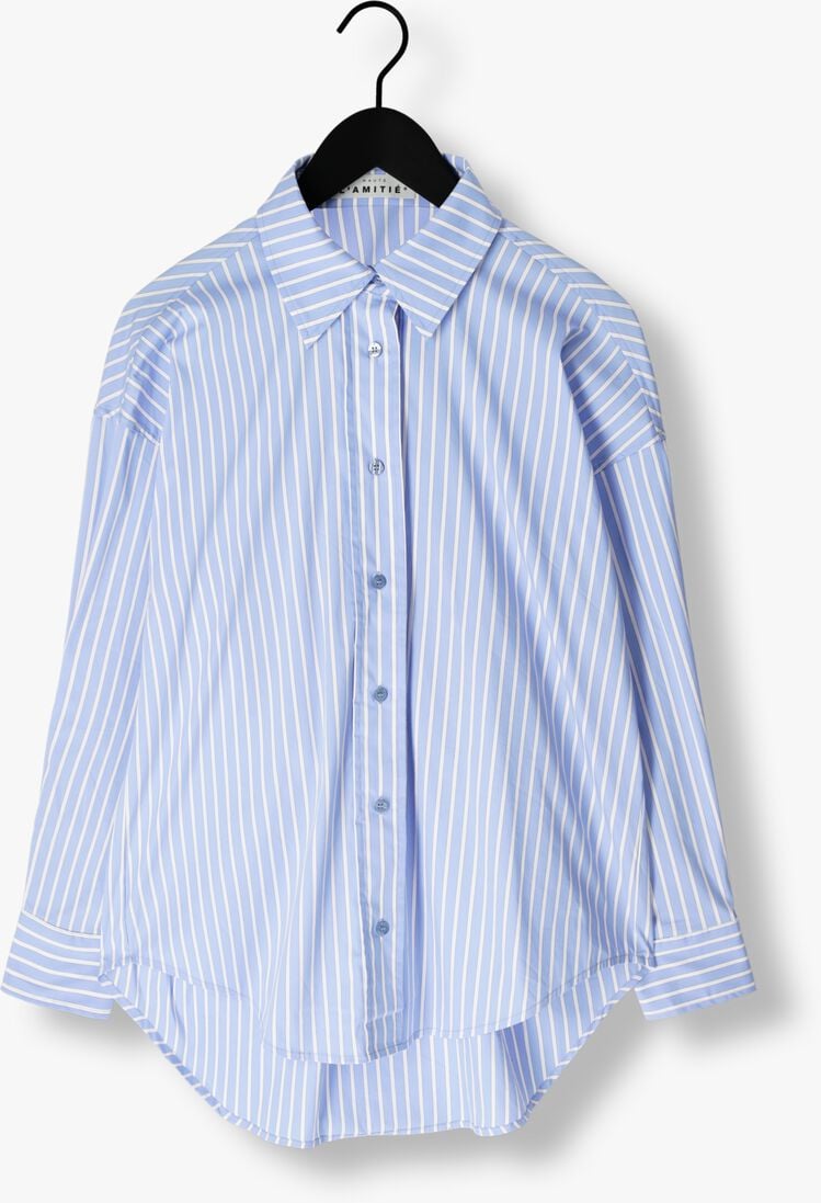 lichtblauwe haute l'amitié blouses bow candy twist stripe shirt