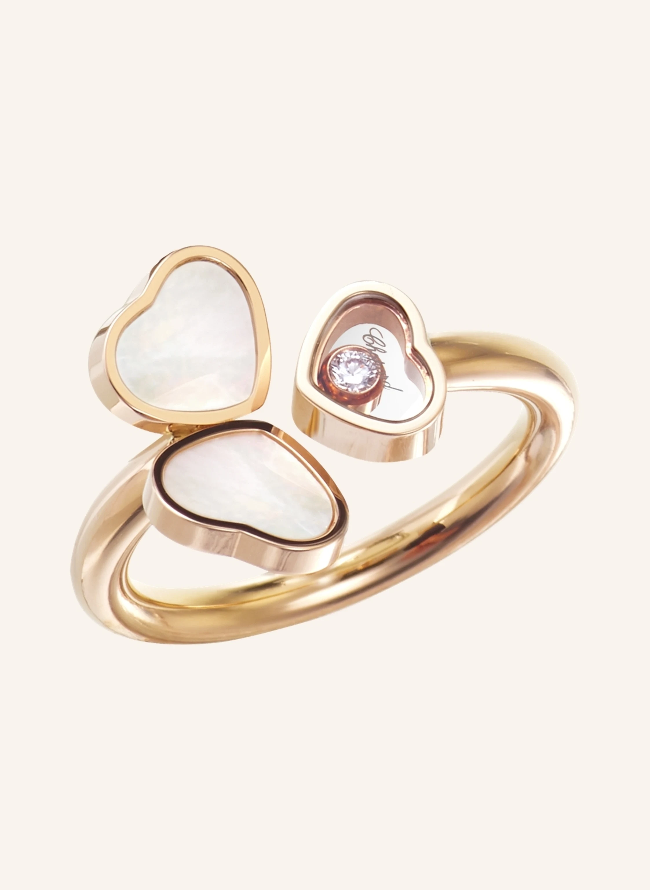 Chopard Ring HAPPY HEARTS WINGS Ring aus 18 Karat Roségold, Diamanten und Perlmutt