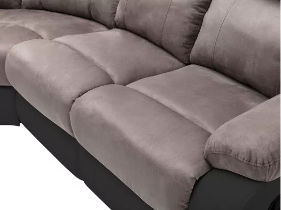 Canapé d'angle relax gris et noir en microfibre et simili TOLZANO