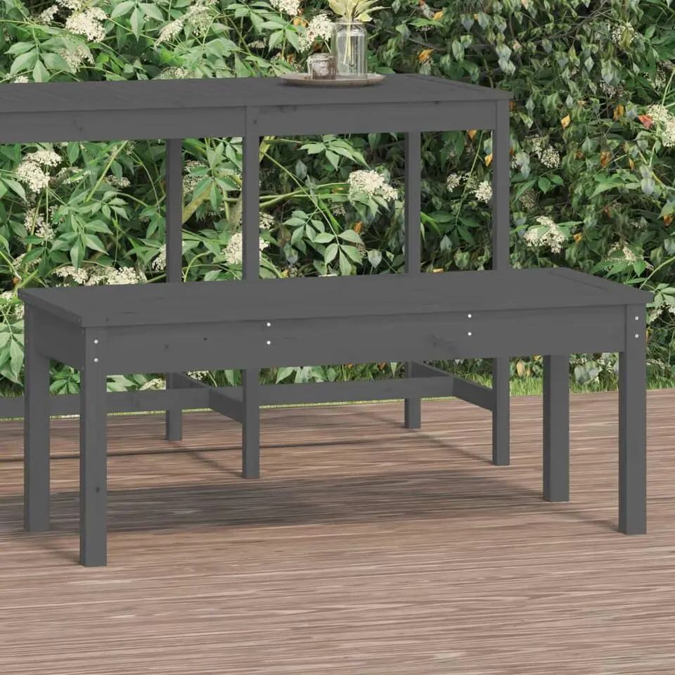 vidaXL - Tuinbank - Grijs - Massief grenenhout - 109x44x45 cm