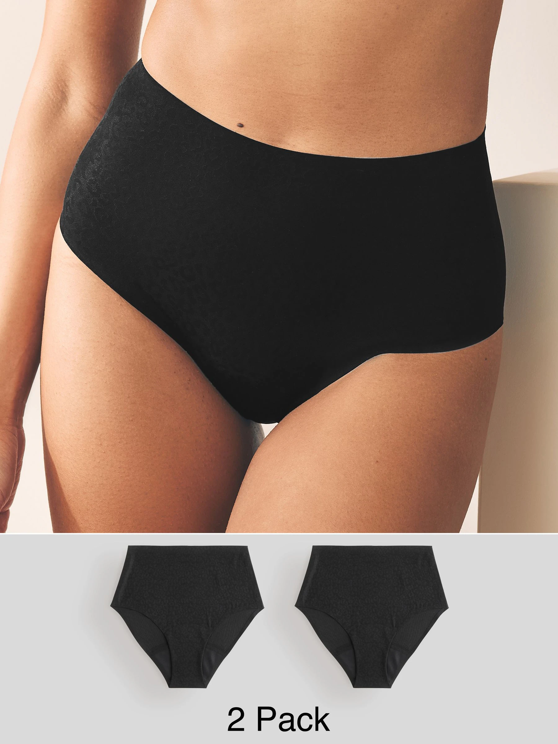 Zwart en luipaardprint - Anti Leak Knickers 2 Pack