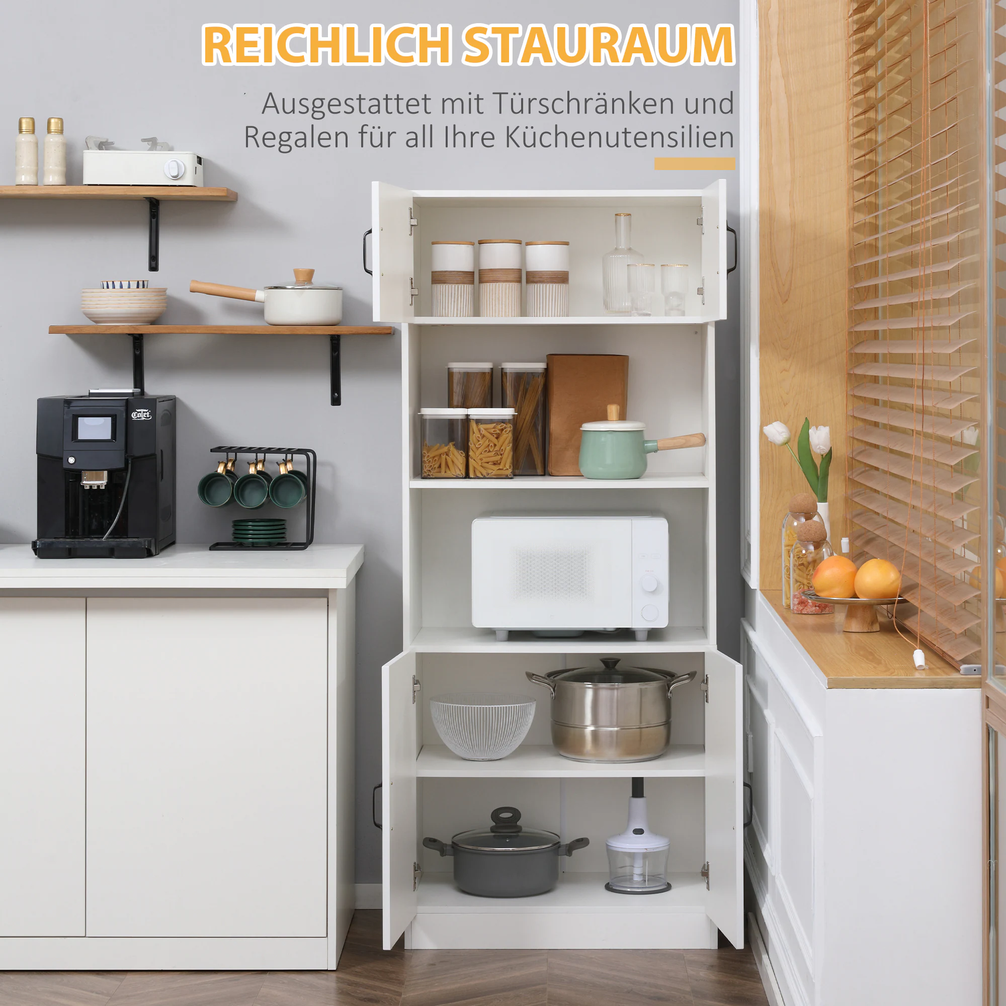 HOMCOM Küchenschrank mit 5 Ebenen weiß 70L x 40B x 170H cm