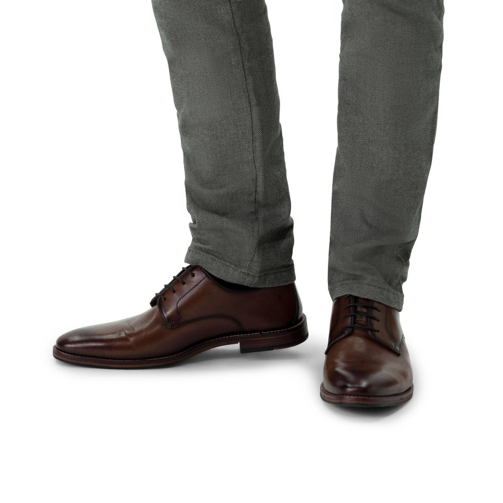 Manfield leren veterschoenen donkerbruin