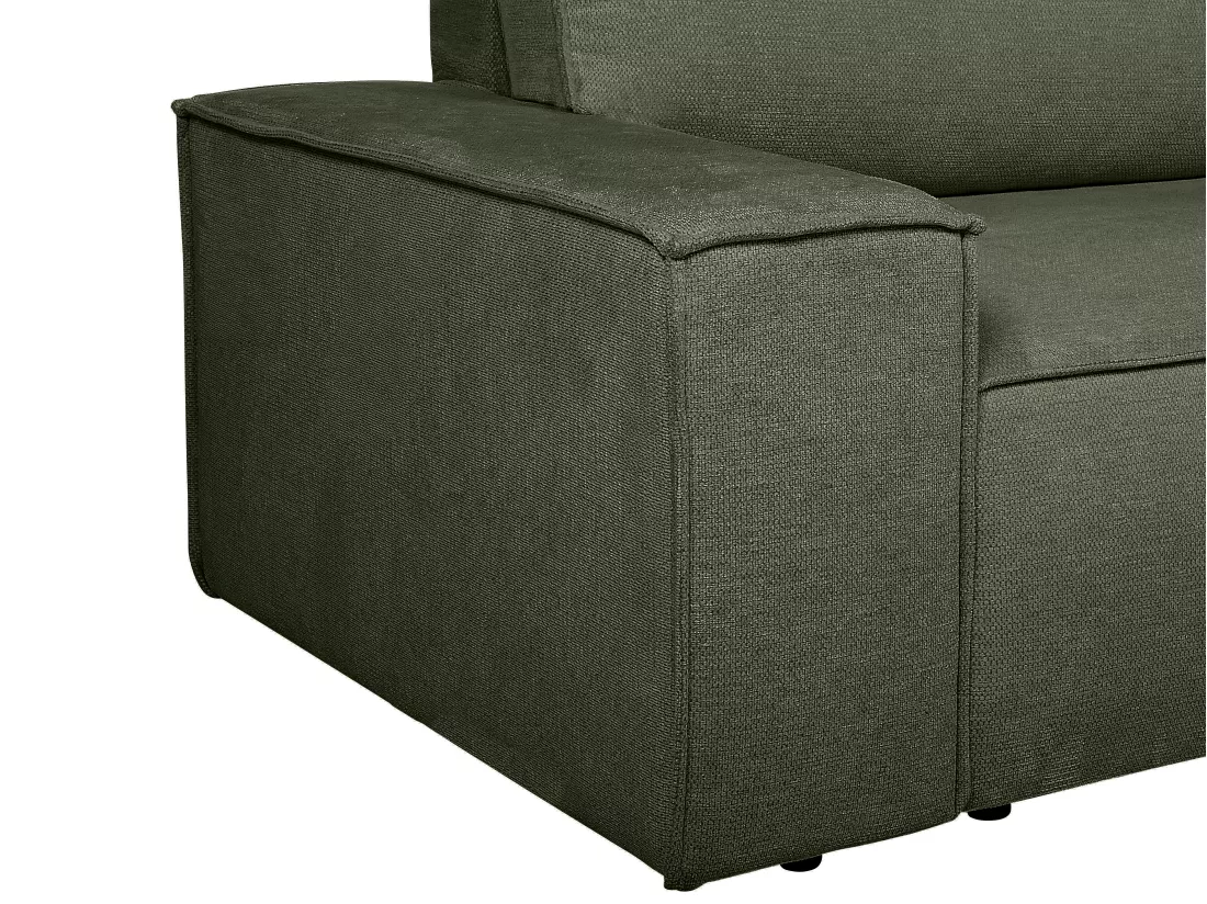 Canapé d'angle droit convertible en tissu texturé vert AMELIA