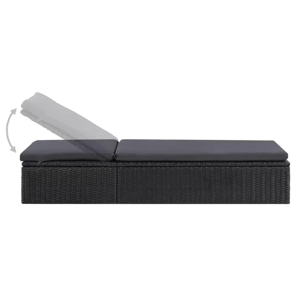 vidaXL - Zonnebed - Zwart - Poly rattan