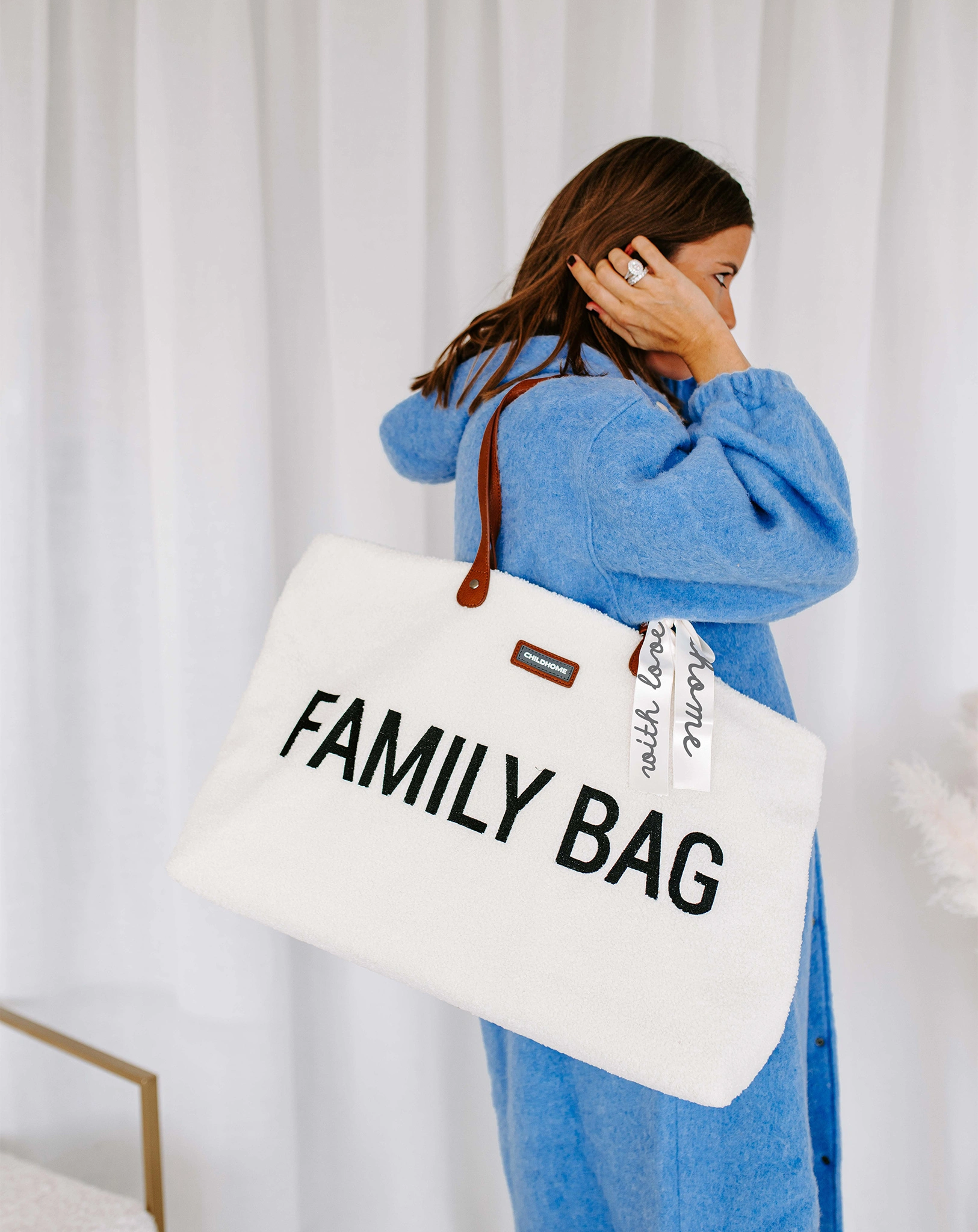 Wickeltasche FAMILY BAG TEDDY (55x18x40) in offwhite